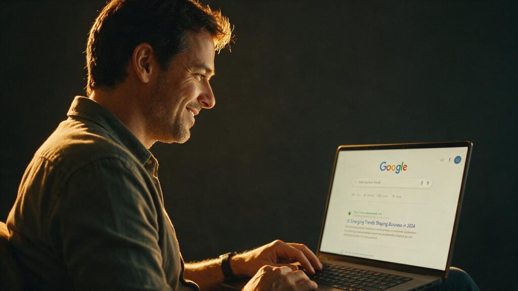 Empreendedor vendo a empresa na primeira página do Google - Dellgrappo